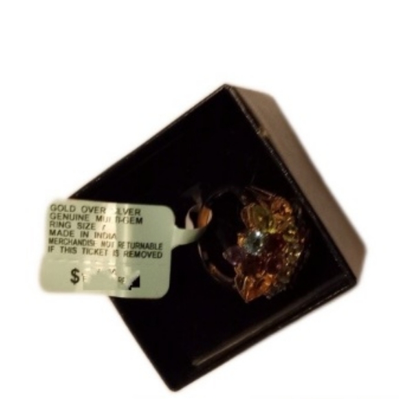 14 Kt Gold Over 925 Silver Multiple Gemstone Ring- Size: 7 - Picture 9 of 14